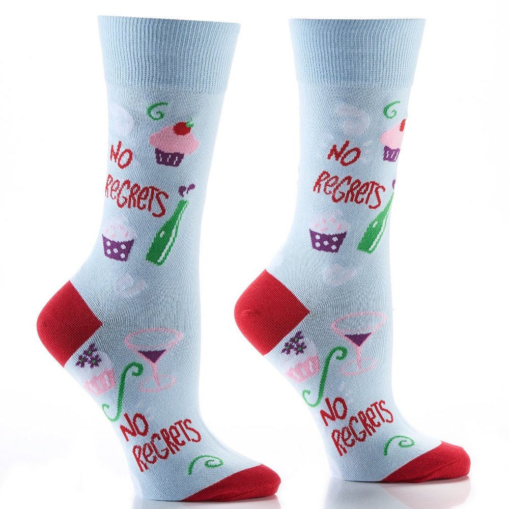 Silly Socks No Regrets-Womens Crew Socks